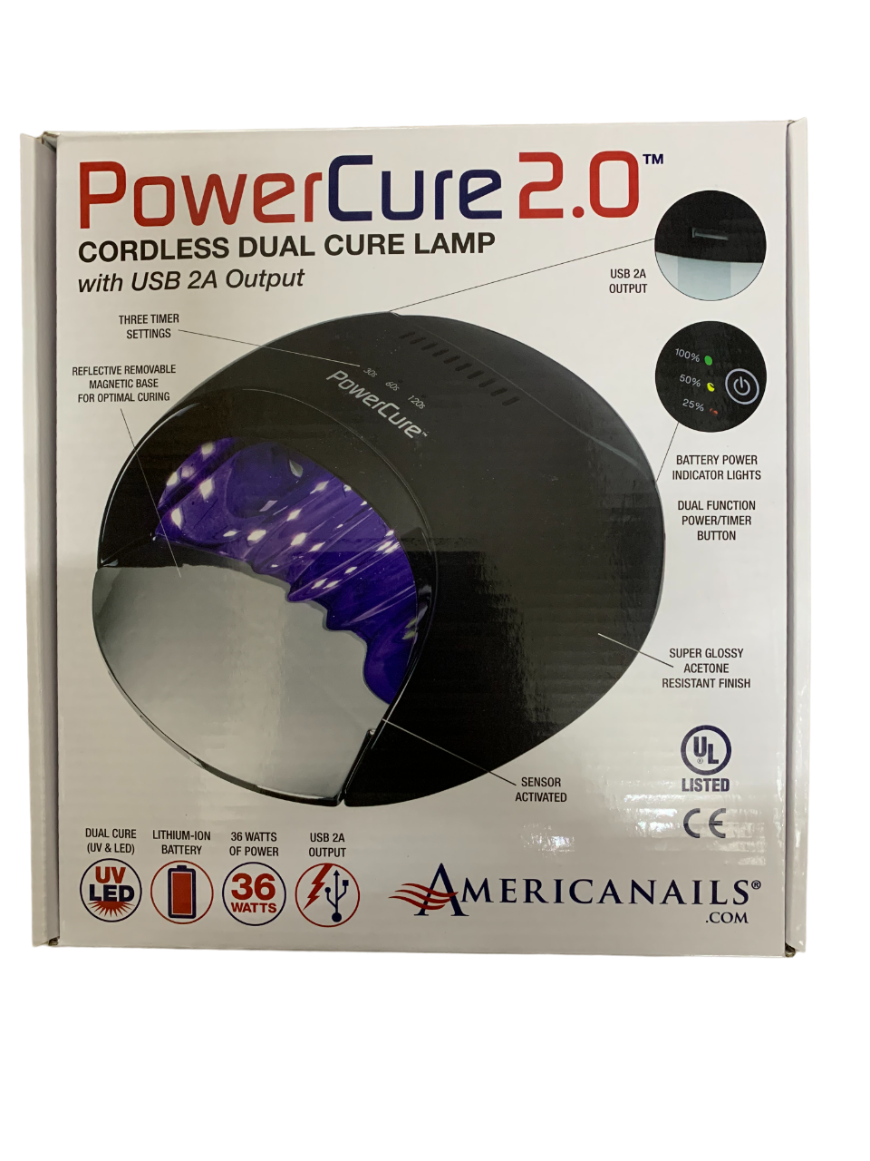 Power Cure 2.0 Cordless Dual Cure Lamp with USB 2A Output